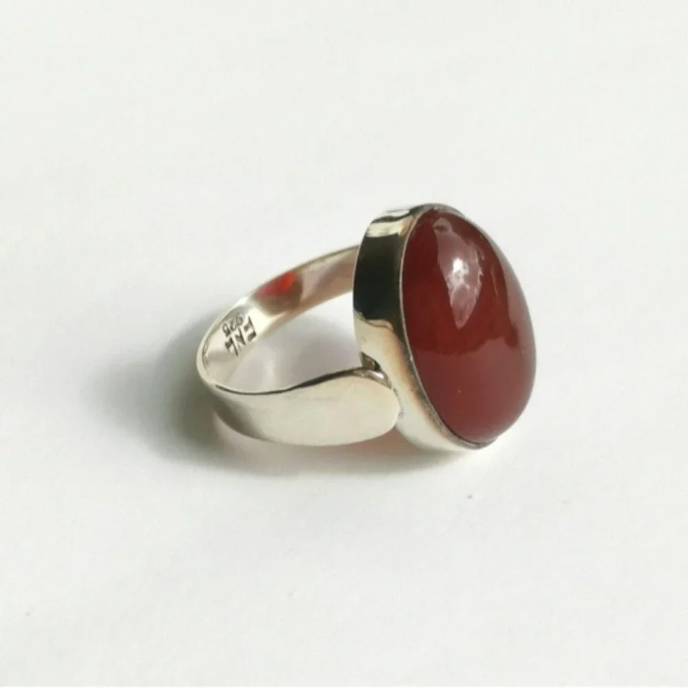 Sterling Silver Carnelian ring size 9.5 Unisex design - Picture 6 of 8